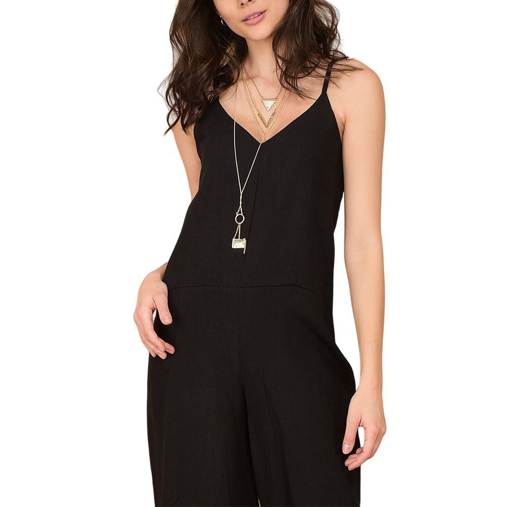 YOURS Black V Neck Wide Leg Crop Jumpsuit Size 46